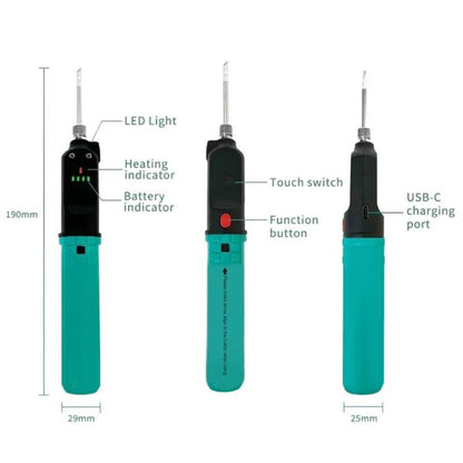 Fer à souder Proskit SI-B165 12W sans fil à contrôle tactile, rechargeable par USB, à température constante, stylo à souder pour réparation extérieure