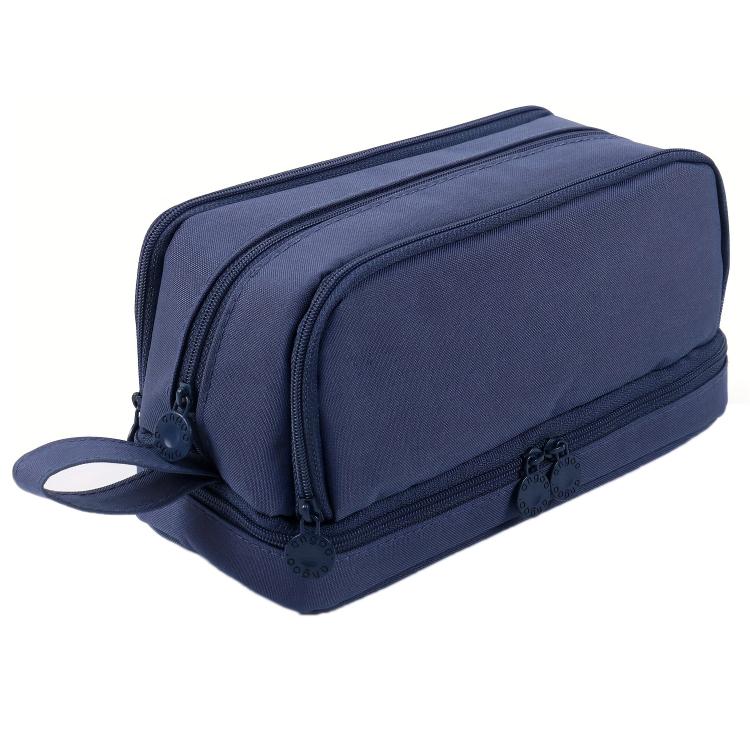Angoo Student Four-Layer Waterproof Wear-Resistant Pencil Case(Navy)