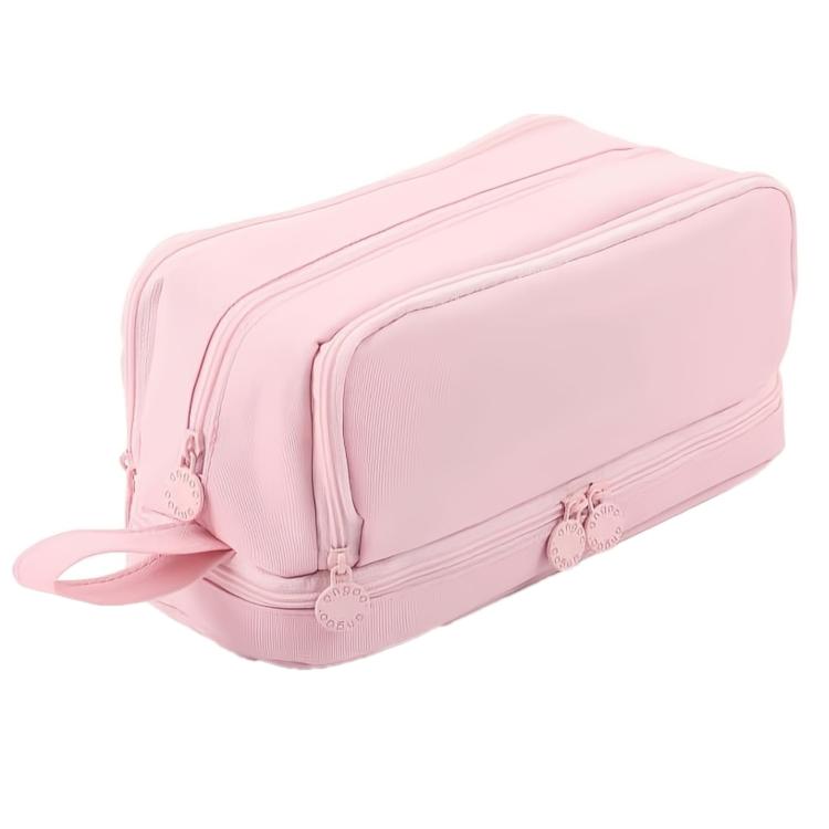 Angoo Student Four-Layer Waterproof Wear-Resistant Pencil Case(Pink)