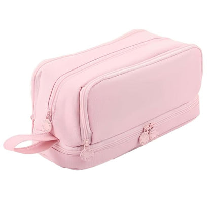 Angoo Student Four-Layer Waterproof Wear-Resistant Pencil Case(Pink)