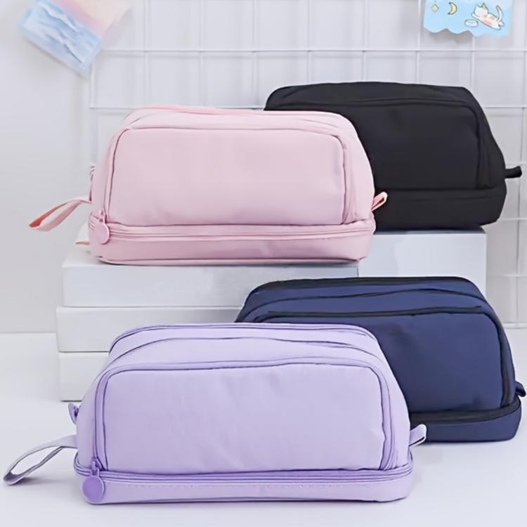 Angoo Student Four-Layer Waterproof Wear-Resistant Pencil Case(Pink)