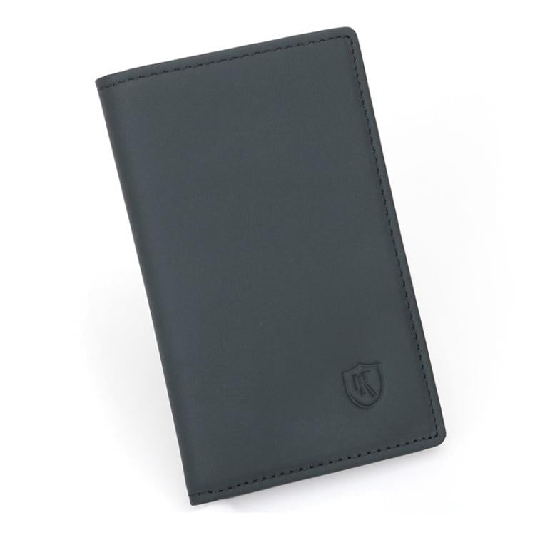 DKER LEATHER RFID Retro Color-Block 2 Fold Credit Card Wallet Leather ID Card Case(Black)
