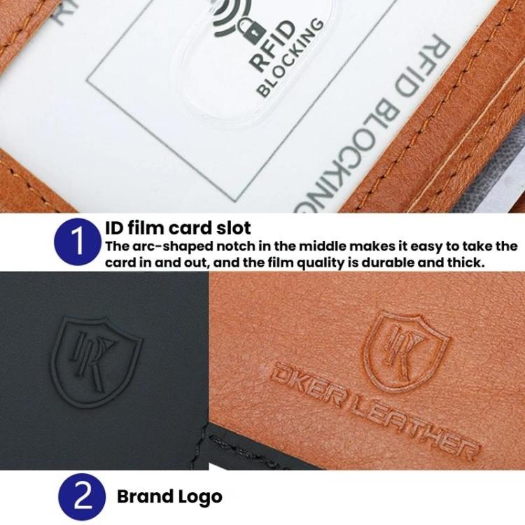 DKER LEATHER RFID Retro Color-Block 2 Fold Credit Card Wallet Leather ID Card Case(Black)