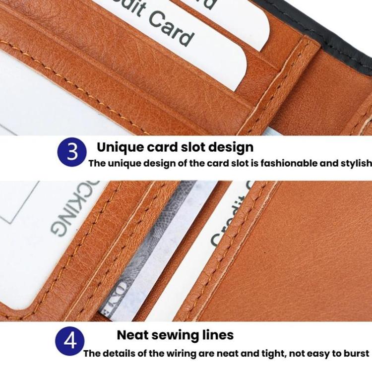 DKER LEATHER RFID Retro Color-Block 2 Fold Credit Card Wallet Leather ID Card Case(Black)