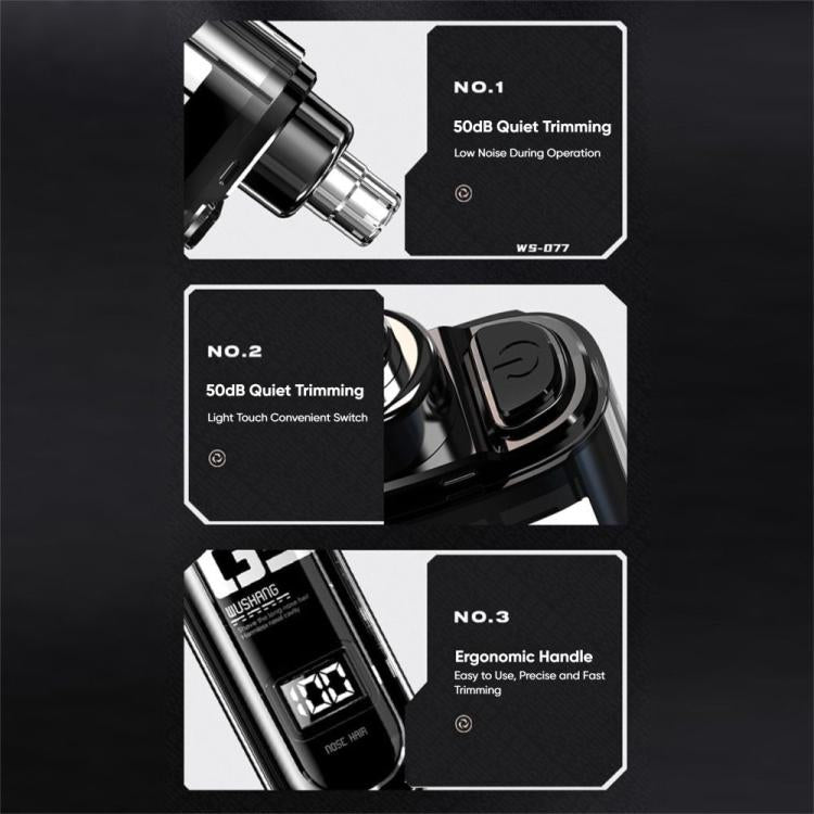 WUSHANG Tondeuse de poils de nez rechargeable, chargement USB-C, épilation nasale douce et indolore (Noir)