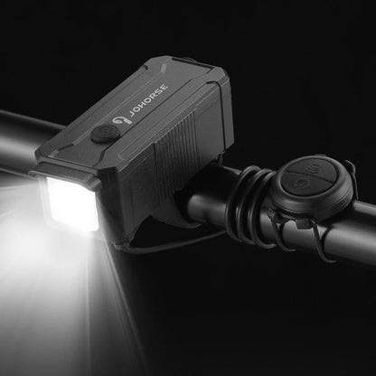 JOHORSE Bicycle Headlight With USB Rechargeable For Cycling Illumination, Model: CB-18055 + Horn