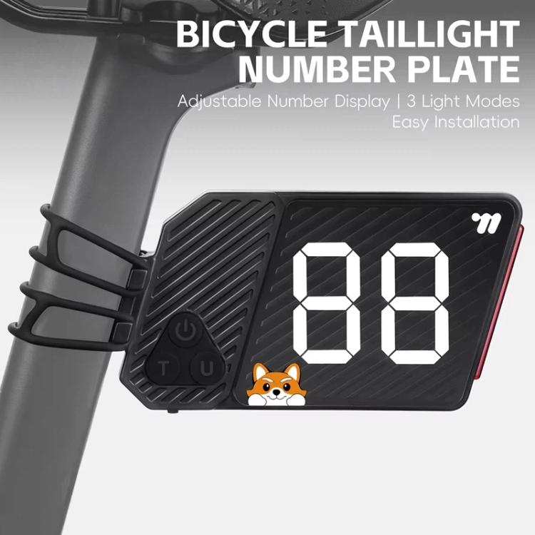 WEST BIKING USB-C Rechargeable Bicycle Number Plate Light 3 Light Modes, Adjustable Number 0-99(Black)