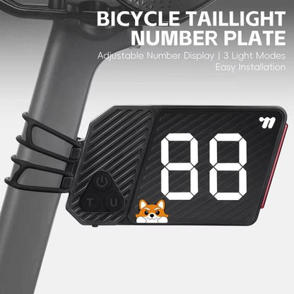 WEST BIKING USB-C Rechargeable Bicycle Number Plate Light 3 Light Modes, Adjustable Number 0-99(Black)