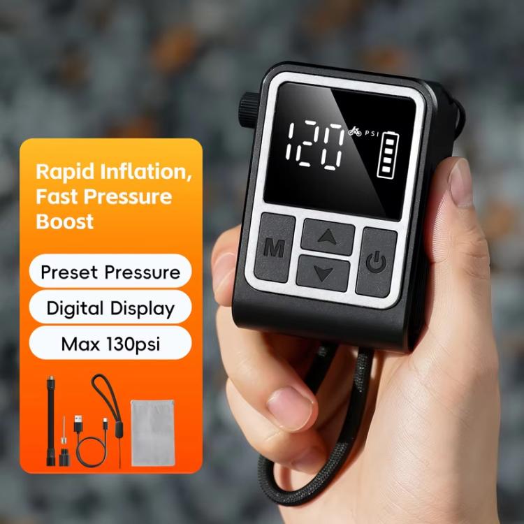 WEST BIKING Mini Digital Electric Air Pump Portable Tire Inflator with Preset Pressure, USB-C Rechargeable for Bikes Motorcycles Balls(Black White)