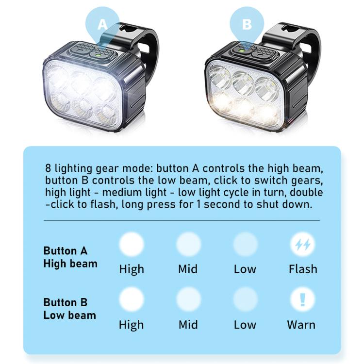 CYCLAMI Q6 Front Light+Tail Light Bicycle Night Riding Warning Light Cycling Rechargeable Light