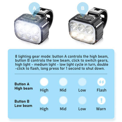 CYCLAMI Q6 Front Light+Tail Light Bicycle Night Riding Warning Light Cycling Rechargeable Light