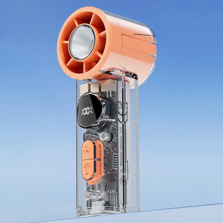 S8 High-Speed Ice Cooling Fan Digital Display Quiet Handheld Fan(Orange)