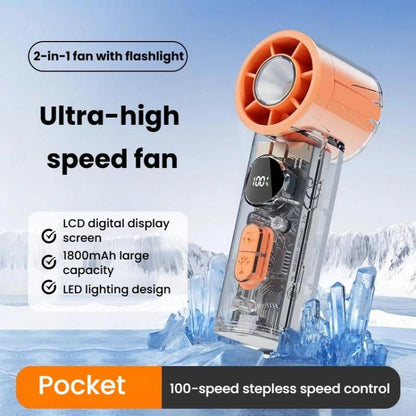 S8 High-Speed Ice Cooling Fan Digital Display Quiet Handheld Fan(Orange)