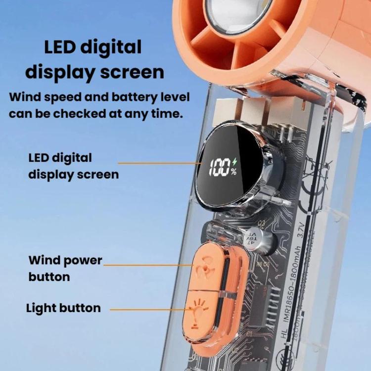 S8 High-Speed Ice Cooling Fan Digital Display Quiet Handheld Fan(Orange)