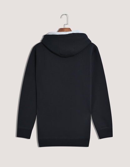 Black Plain Pullover Fleece Hoodie