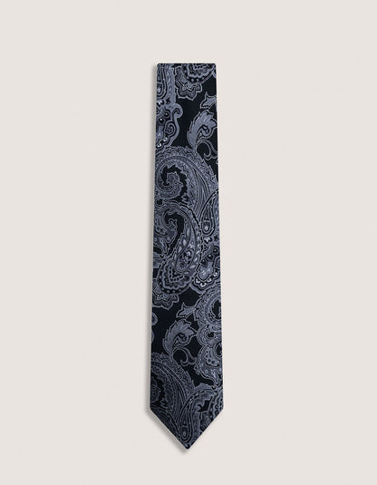 Smoke Grey Paisley Silk Tie