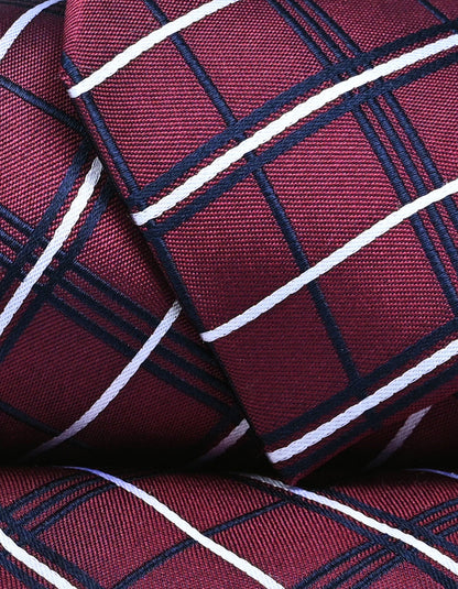 Maroon and Navy Check Silk Tie