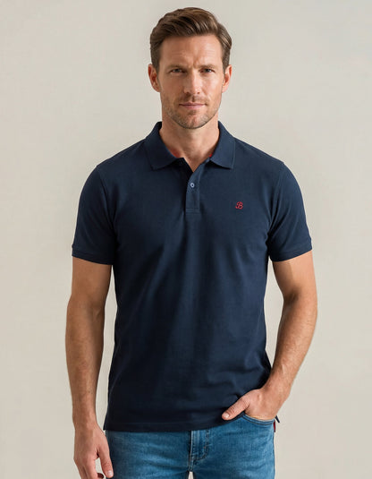 Navy Regular Fit Cotton Polo Shirt