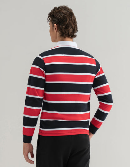 Black and Red Striped Rugby Shirt
