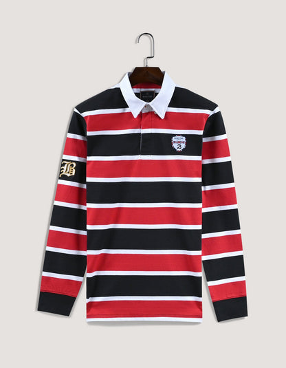 Black and Red Striped Rugby Shirt