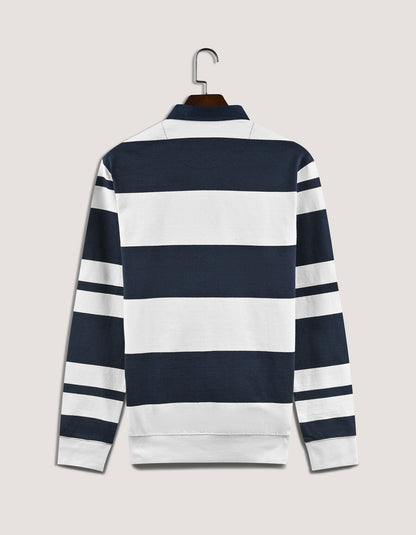 Navy and White Striped Rugby Shirt