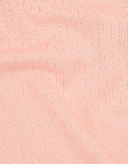 Pink Ribbed Cotton Polo Shirt
