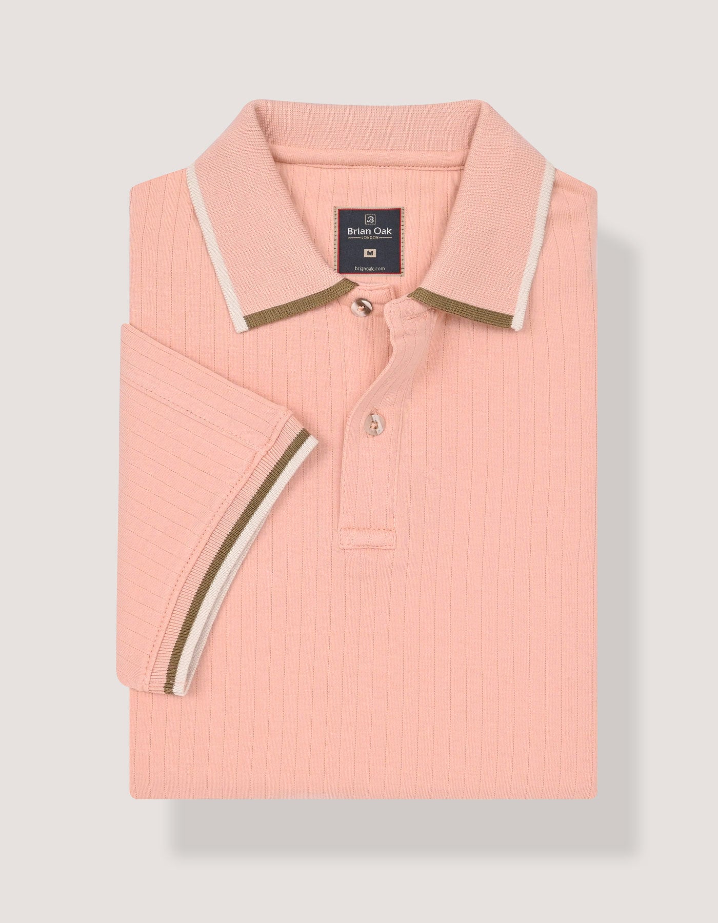 Pink Ribbed Cotton Polo Shirt