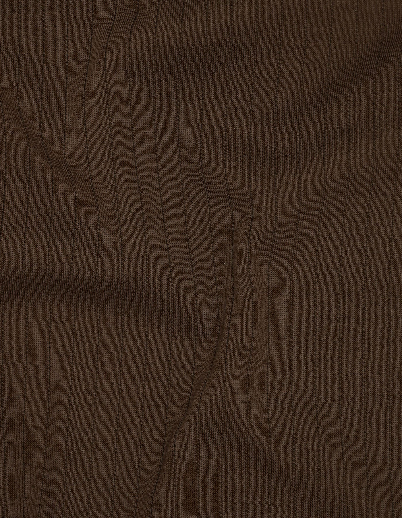 Brown Ribbed Cotton Polo Shirt