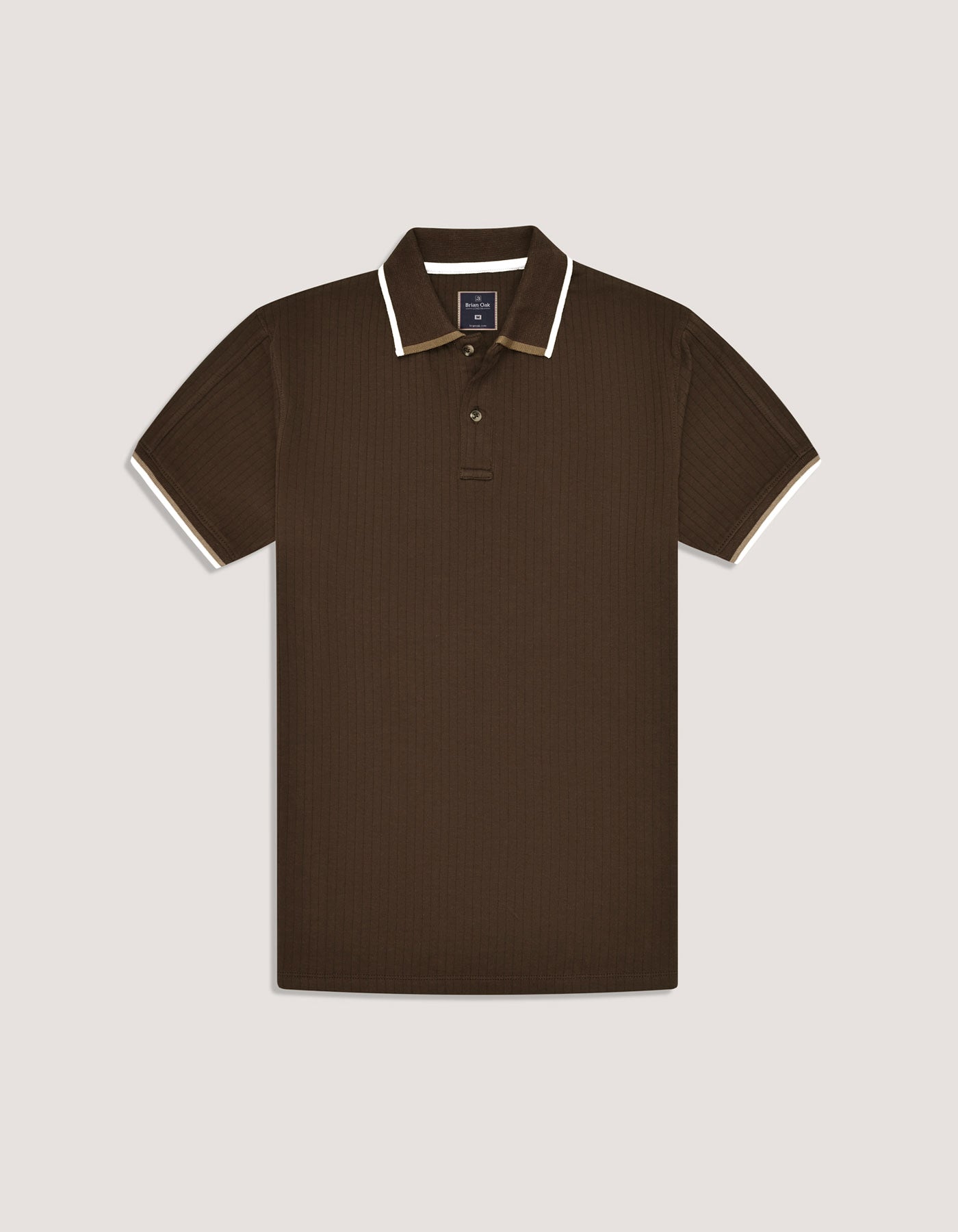 Brown Ribbed Cotton Polo Shirt