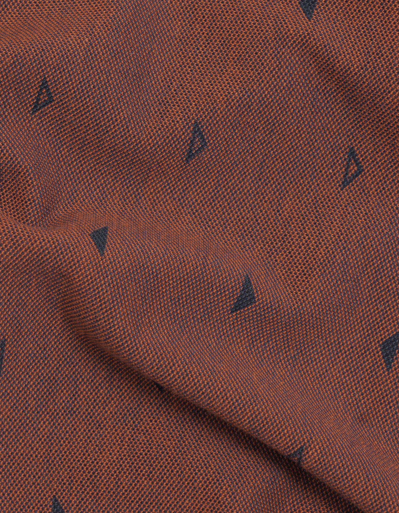Rust Printed Cotton Polo Shirt