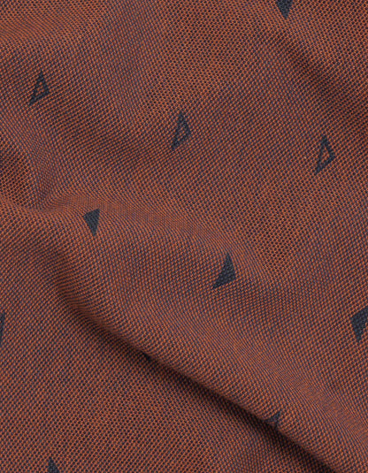 Rust Printed Cotton Polo Shirt