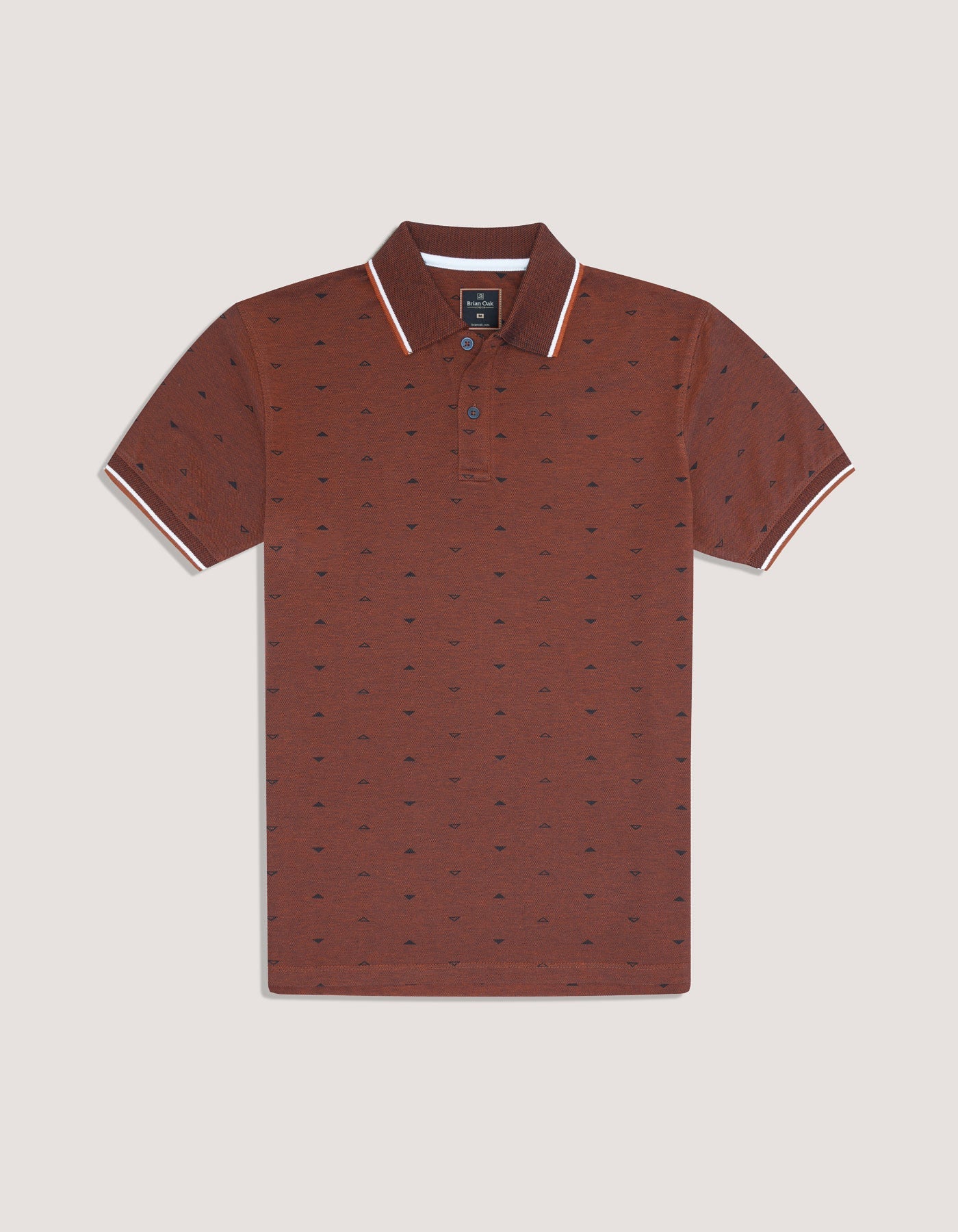 Rust Printed Cotton Polo Shirt