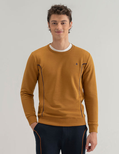 Sweat-shirt col rond moutarde moderne