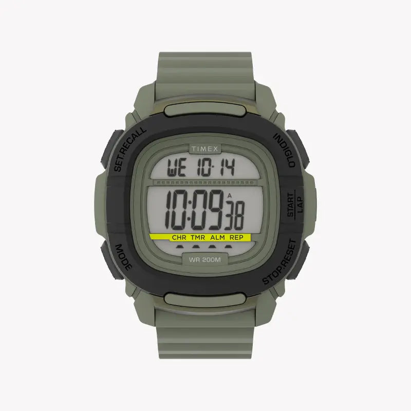 Timex Men's Green Silicone Watch, Digital Dial | Tw5m36000