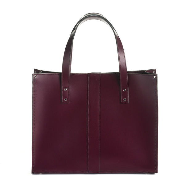 Handmade Leather Shopper - Marsala Red