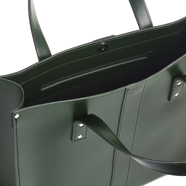 Handmade Leather Shopper - Ivy Green