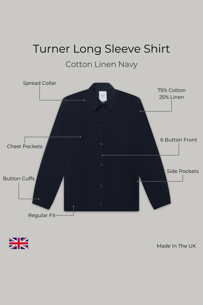 Turner Long Sleeve Jacket - Cotton Linen Navy