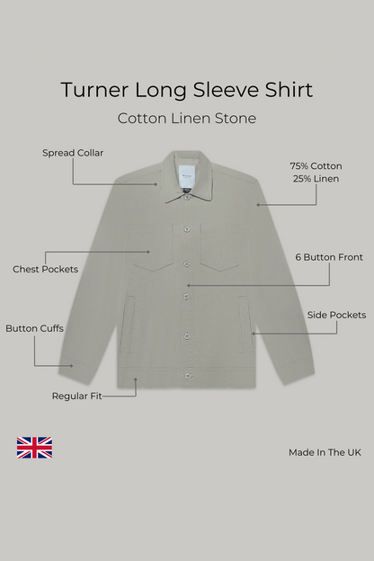 Turner Long Sleeve Jacket - Cotton Linen Stone