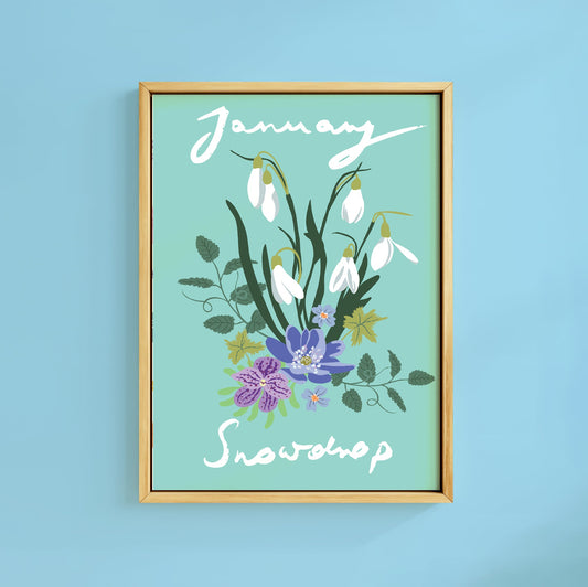 JANUARY SNOWFROP BIRTH FLOWER PRINT
