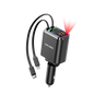 38W USB + Type-C Dual Ports Car Charger with Type-C and Lightning Cable