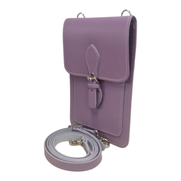 Handmade Leather Mobile Phone Pouch Plus - Pastel Violet