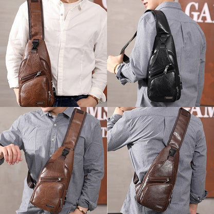 PU Leather USB Chest Bag