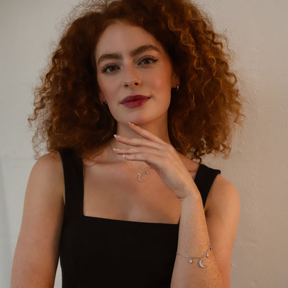 Bracelet breloque lune et étoile Vega | Argent