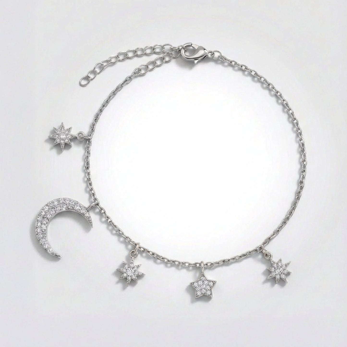 Bracelet breloque lune et étoile Vega | Argent