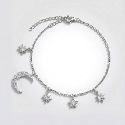 Bracelet breloque lune et étoile Vega | Argent