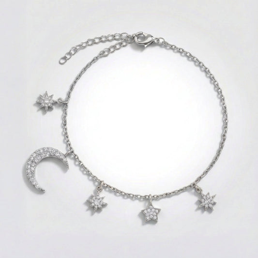 Vega Moon & Star Charm Bracelet | Silver