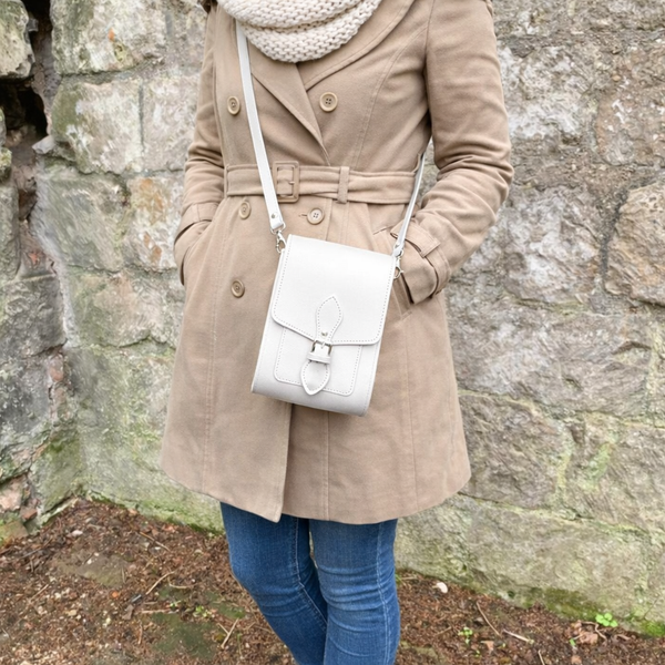 Sac de téléphone festival en cuir fait main - Blanc