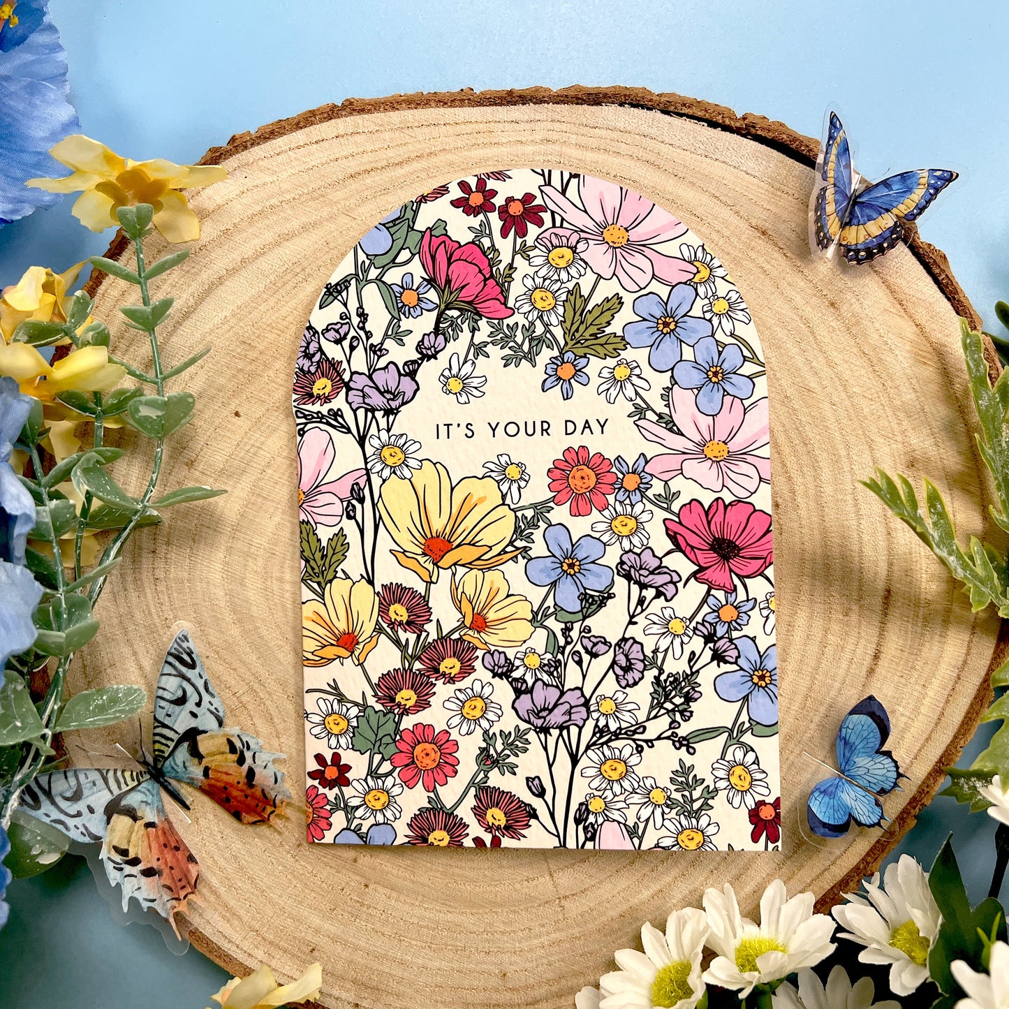 IT'S YOUR DAY SHE'S A WILDFLOWER SCALLOP CARD