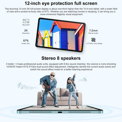 Honor Pad 8 HEY-W09 WiFi, 12 pouces, 4 Go+128 Go, Magic UI 6.1 (Android S) Qualcomm Snapdragon 680 Octa Core, 8 Haut-parleurs, Ne prend pas en charge Google (Or)