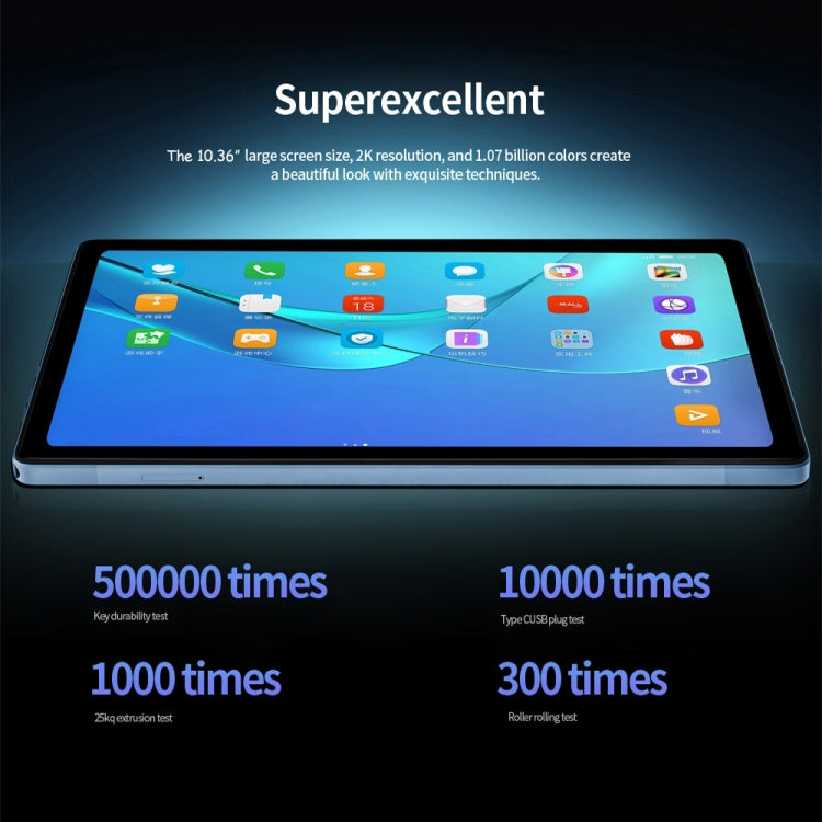 BDF P60 4G LTE Tablet PC, 10.36 inch, 8GB+128GB, Android 11.0 MTK6762 Octa Core, Support Dual SIM & Bluetooth & WiFi, EU Plug(Sky Blue)